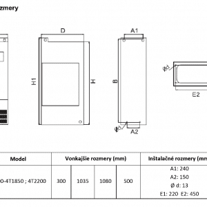 rozměrový výkres frekvenční měnič V800 4T1850-2200