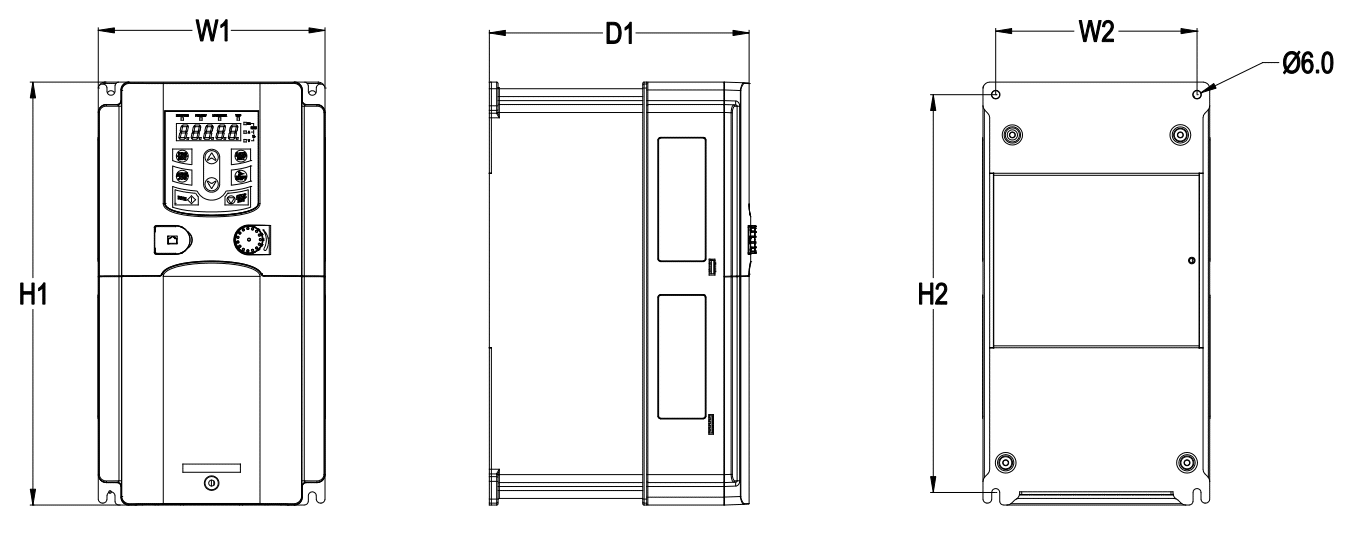 frekvenční měnič GD200A montáž na zeď pro 0,4 až 18kW