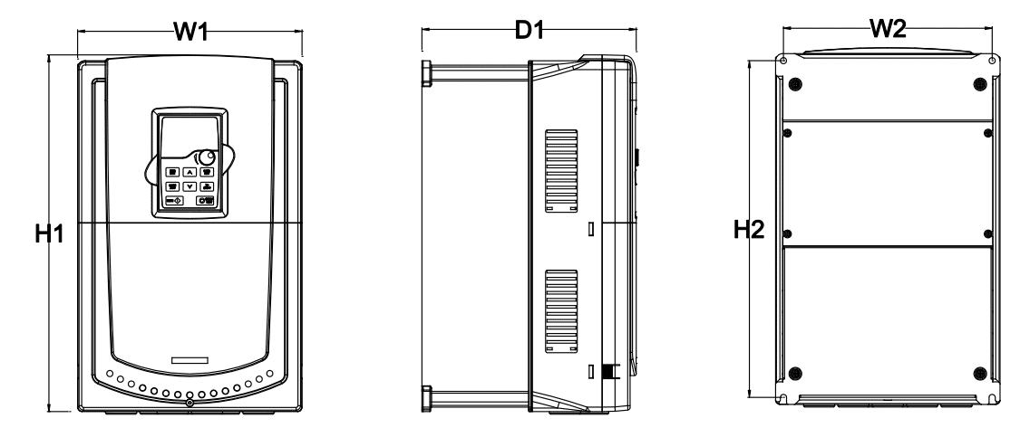 frekvenční měnič GD200A montáž na zeď 18 až 37kW